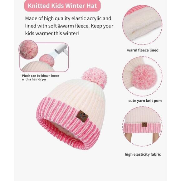 April Frogs Kids Hat Gloves Scarf Set: Winter Warm Beanie Hats Toddler Knit Neck - Picture 3 of 5